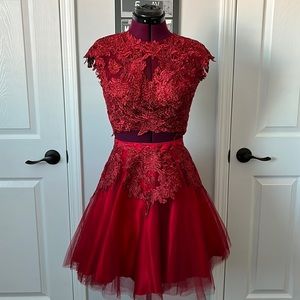 Splendor in Two Pieces, Red Cocktail Dress